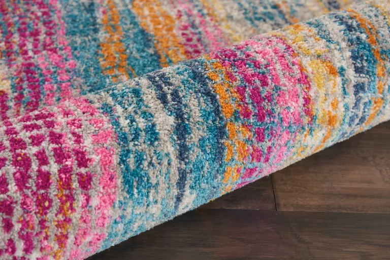 Gray Colorful Abstract Stripes Runner Rug Photo 3