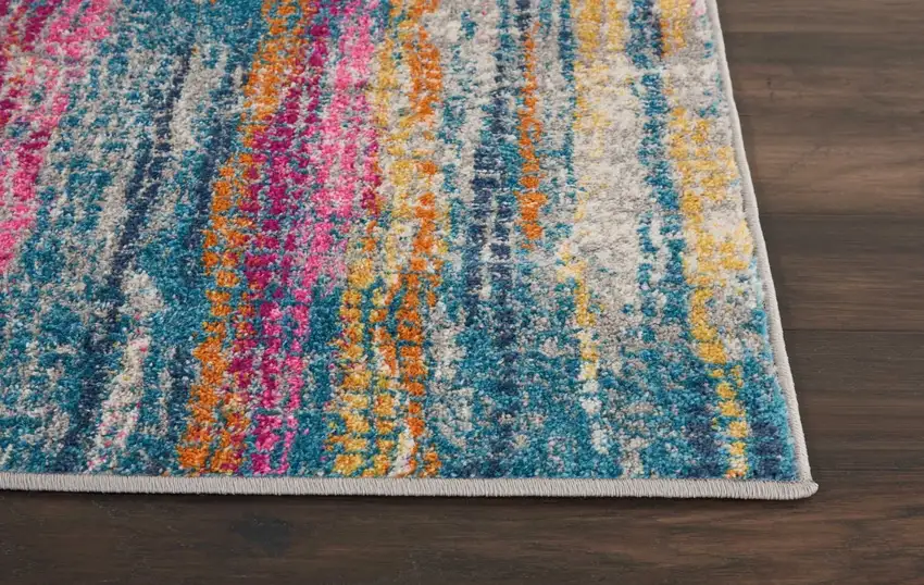 Gray Colorful Abstract Stripes Runner Rug Photo 6