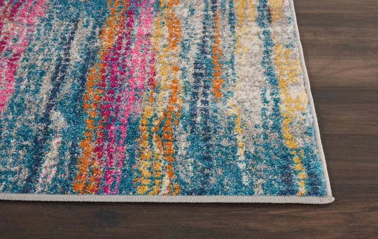 Gray Colorful Abstract Stripes Runner Rug Photo 5