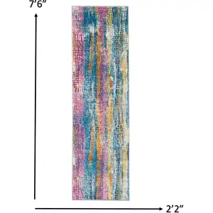 Photo of Gray Colorful Abstract Stripes Runner Rug