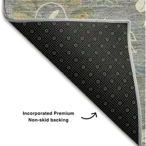 Photo of Gray Copper And Blue Floral Washable Area Rug With UV Protection