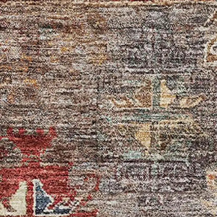 Gray Copper And Blue Tribal Washable Area Rug With UV Protection Photo 2