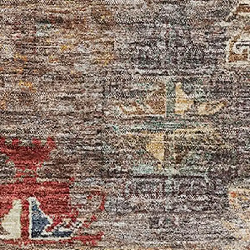 Gray Copper And Blue Tribal Washable Area Rug With UV Protection Photo 5