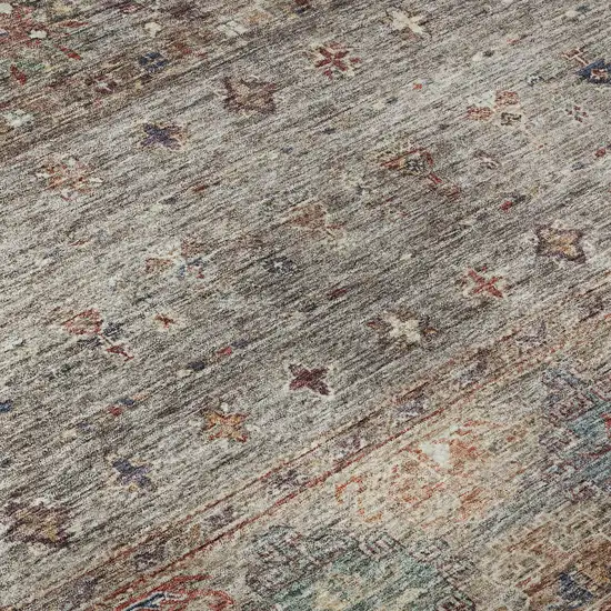 Gray Copper And Blue Tribal Washable Area Rug With UV Protection Photo 9