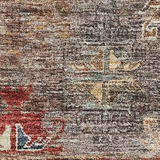 Gray Copper And Blue Tribal Washable Area Rug With UV Protection Photo 2