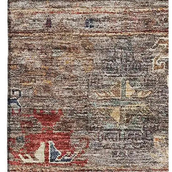 Gray Copper And Blue Tribal Washable Area Rug With UV Protection Photo 2