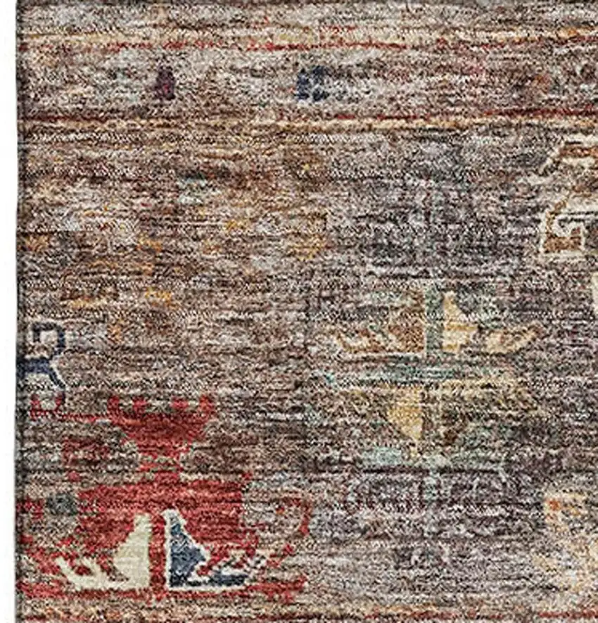 Gray Copper And Blue Tribal Washable Area Rug With UV Protection Photo 2