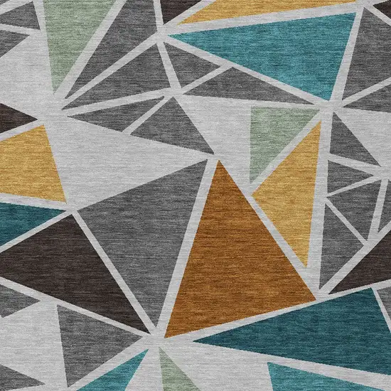 Gray Copper And Brown Geometric Washable Indoor Outdoor Area Rug Photo 6