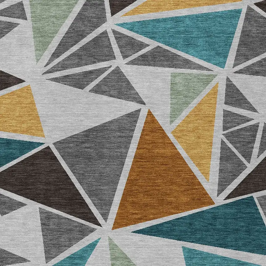 Gray Copper And Brown Geometric Washable Indoor Outdoor Area Rug Photo 6