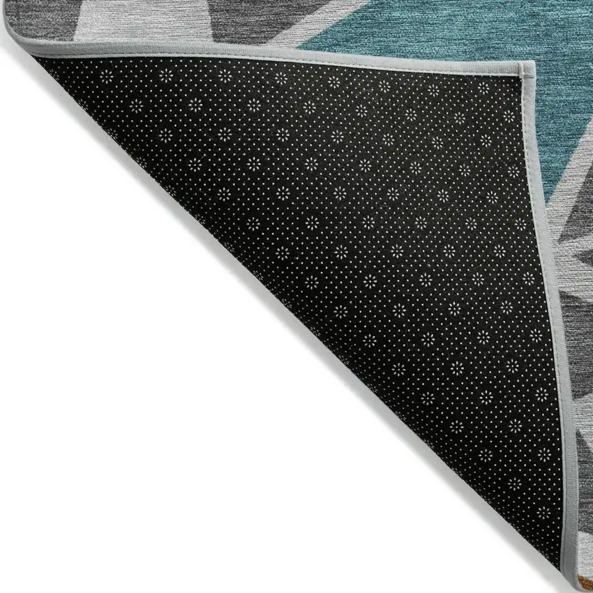 Gray Copper And Brown Geometric Washable Indoor Outdoor Area Rug Photo 5