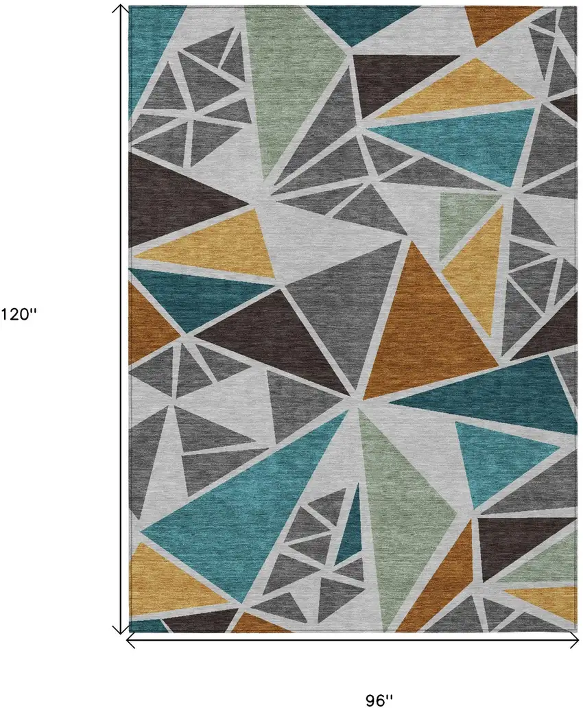 Gray Copper And Brown Geometric Washable Indoor Outdoor Area Rug Photo 3