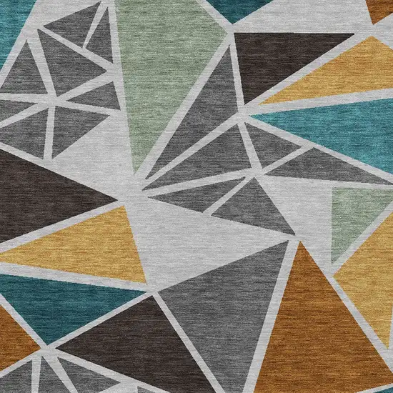 Gray Copper And Brown Geometric Washable Indoor Outdoor Area Rug Photo 6