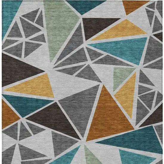 Gray Copper And Brown Geometric Washable Indoor Outdoor Area Rug Photo 8