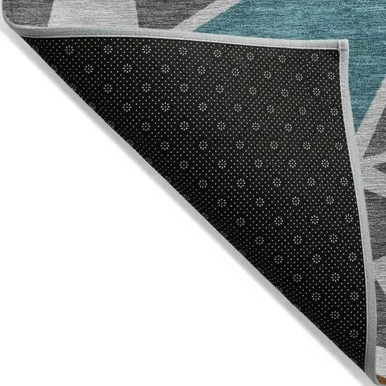 Gray Copper And Brown Geometric Washable Indoor Outdoor Area Rug Photo 5