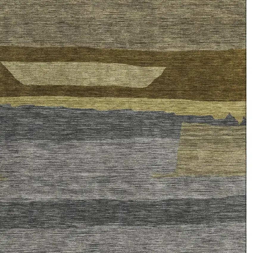 Gray Copper And Brown Striped Washable Area Rug With UV Protection Photo 3