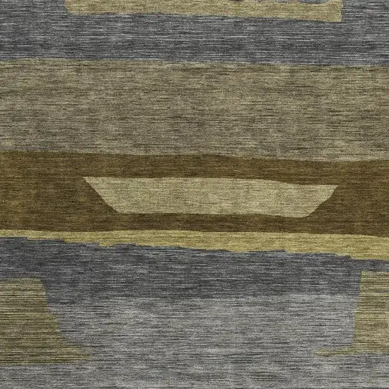 Gray Copper And Brown Striped Washable Area Rug With UV Protection Photo 2