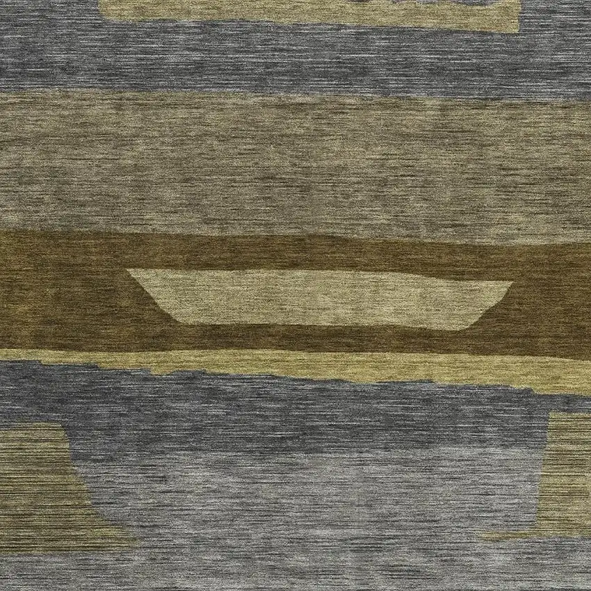 Gray Copper And Brown Striped Washable Area Rug With UV Protection Photo 2