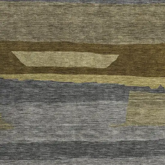 Gray Copper And Brown Striped Washable Area Rug With UV Protection Photo 2
