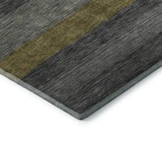 Gray Copper And Brown Striped Washable Area Rug With UV Protection Photo 7
