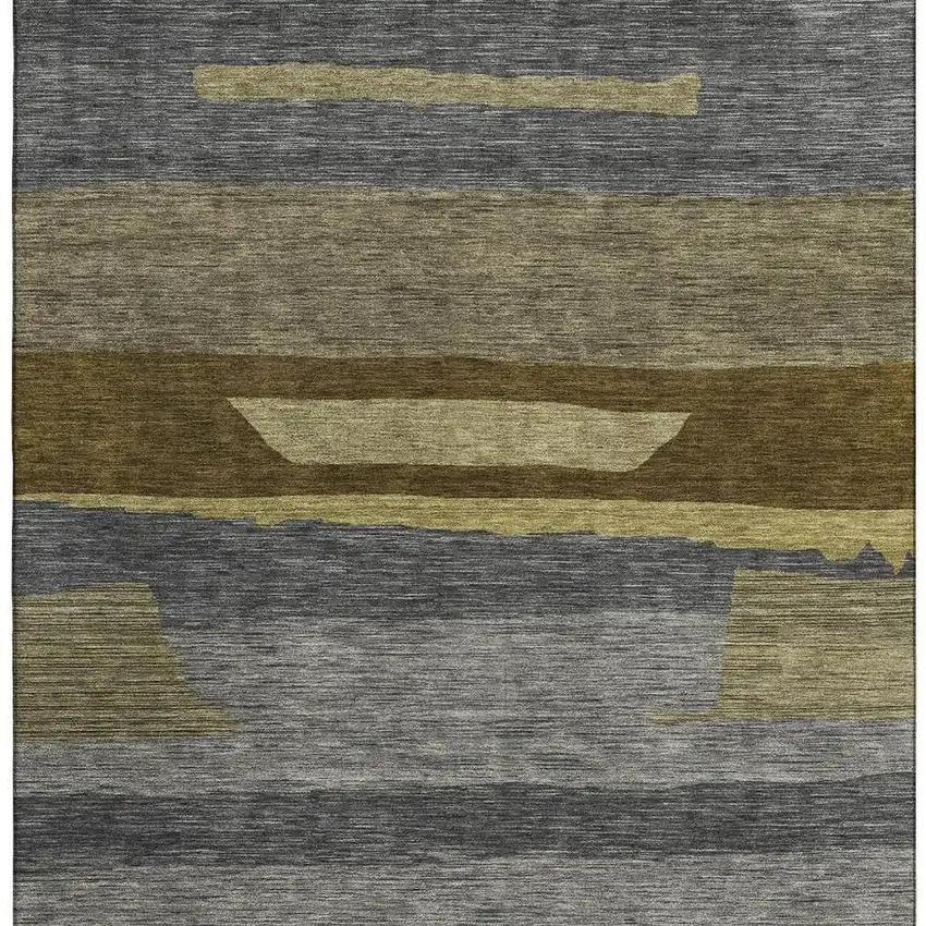 Gray Copper And Brown Striped Washable Area Rug With UV Protection Photo 3