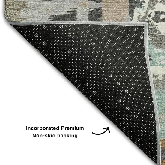 Gray Copper And Ivory Geometric Washable Area Rug With UV Protection Photo 7