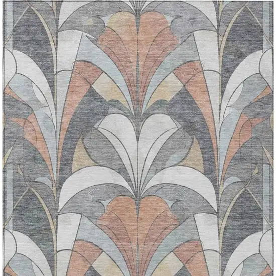 Gray Copper And Ivory Geometric Washable Indoor Outdoor Area Rug Photo 3