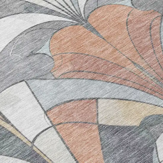 Gray Copper And Ivory Geometric Washable Indoor Outdoor Area Rug Photo 6