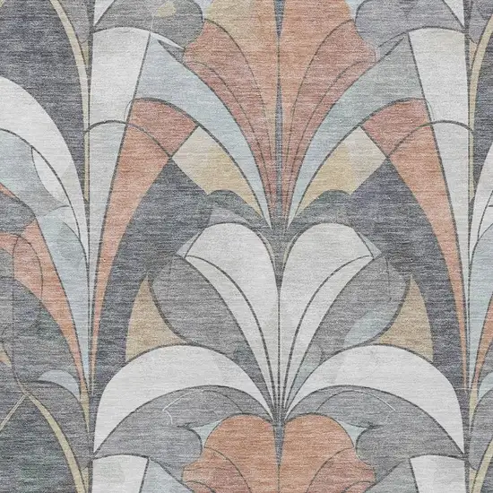 Gray Copper And Ivory Geometric Washable Indoor Outdoor Area Rug Photo 5