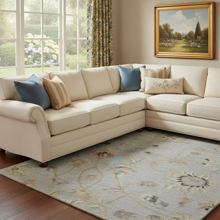 Gray Copper And Silver Floral Washable Area Rug With UV Protection Photo 2