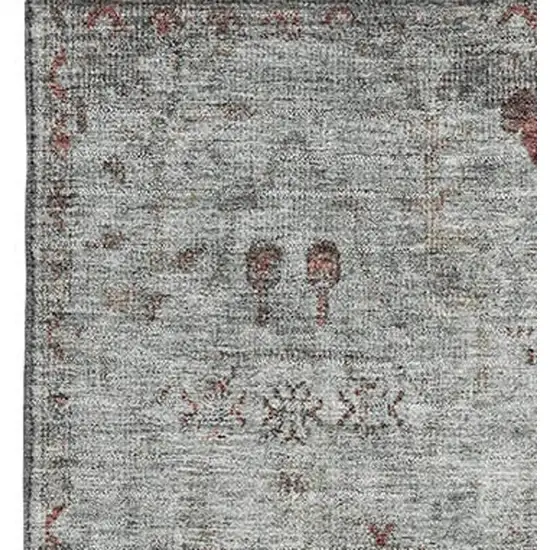 Gray Copper And Silver Oriental Washable Area Rug With UV Protection Photo 3