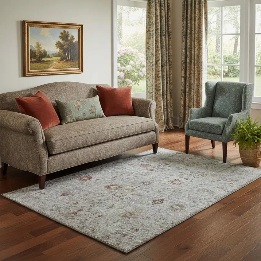 Gray Copper And Silver Oriental Washable Area Rug With UV Protection Photo 2