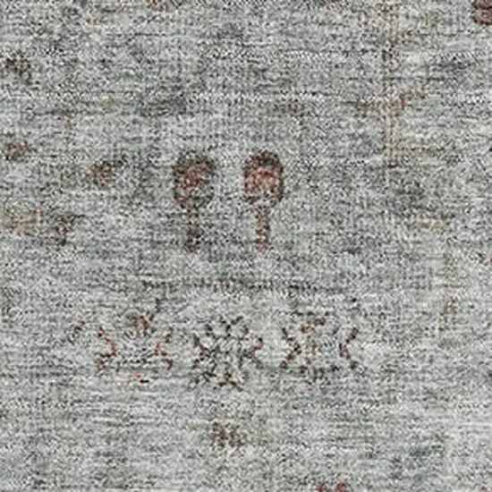 Gray Copper And Silver Oriental Washable Area Rug With UV Protection Photo 3