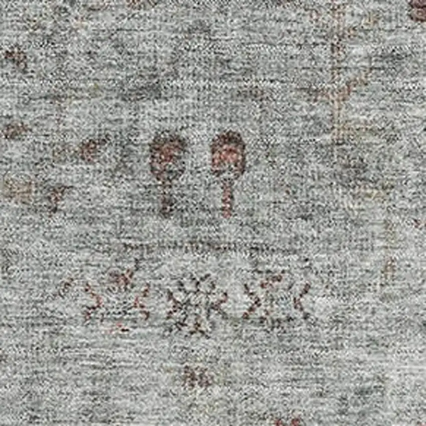 Gray Copper And Silver Oriental Washable Area Rug With UV Protection Photo 3