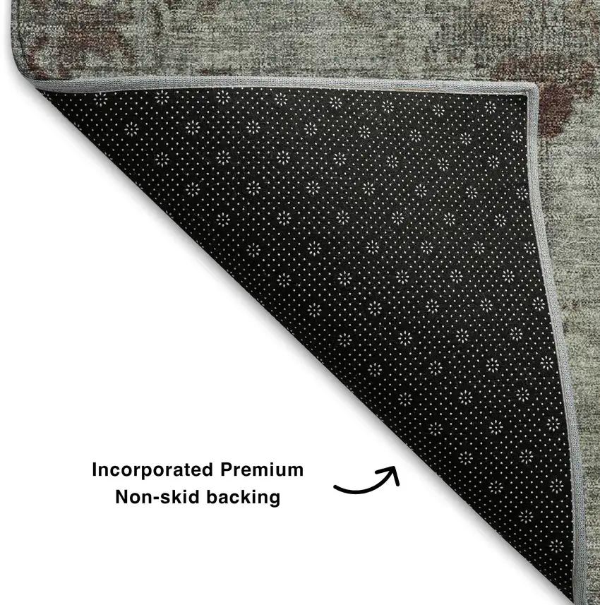 Gray Copper And Silver Oriental Washable Area Rug With UV Protection Photo 7