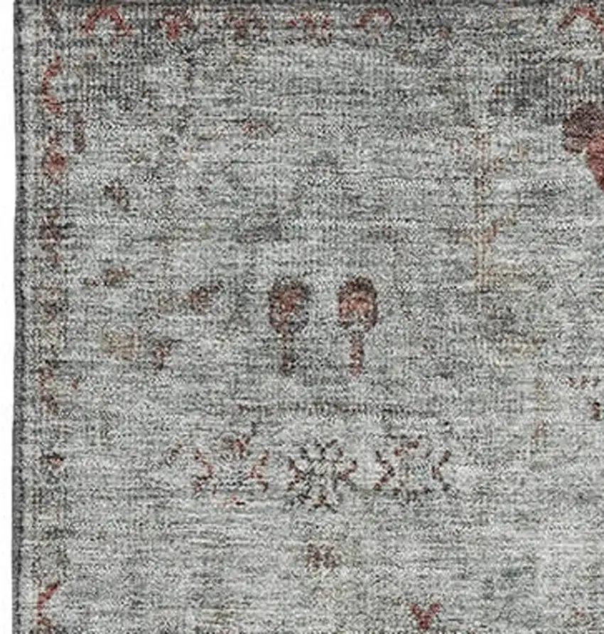 Gray Copper And Silver Oriental Washable Area Rug With UV Protection Photo 4