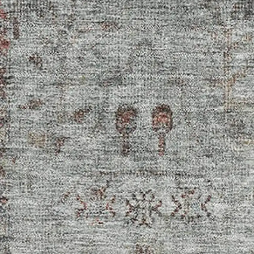 Gray Copper And Silver Oriental Washable Area Rug With UV Protection Photo 3