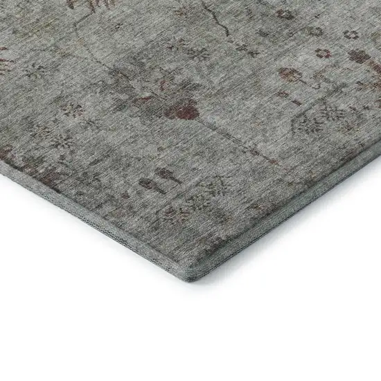 Gray Copper And Silver Oriental Washable Area Rug With UV Protection Photo 8
