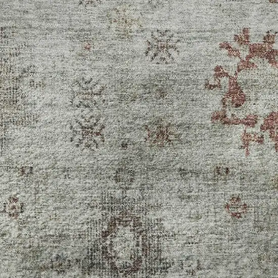 Gray Copper And Silver Oriental Washable Area Rug With UV Protection Photo 8