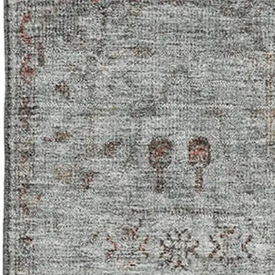 Gray Copper And Silver Oriental Washable Area Rug With UV Protection Photo 3