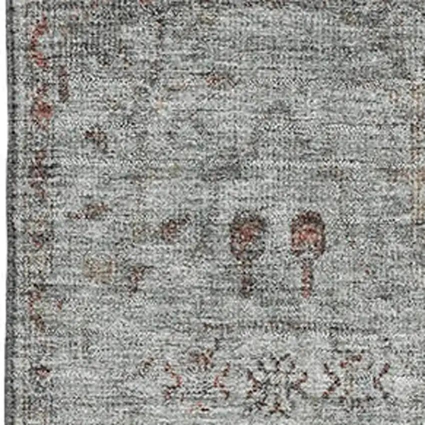 Gray Copper And Silver Oriental Washable Area Rug With UV Protection Photo 3