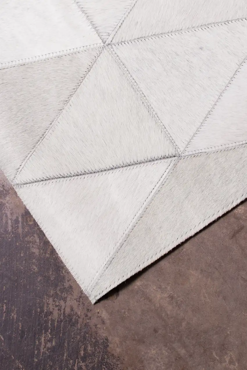 Gray Cowhide Geometric Area Rug Photo 5