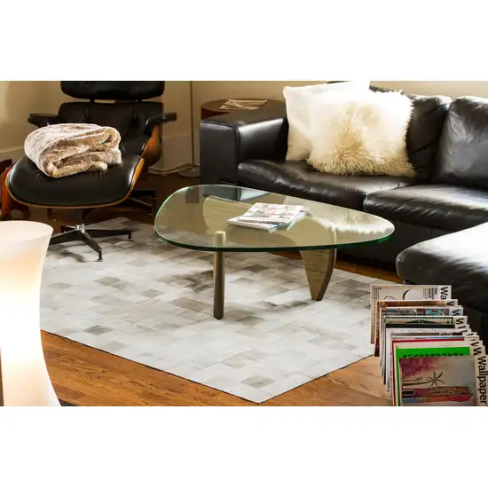 Gray Cowhide Patchwork Area Rug Photo 7
