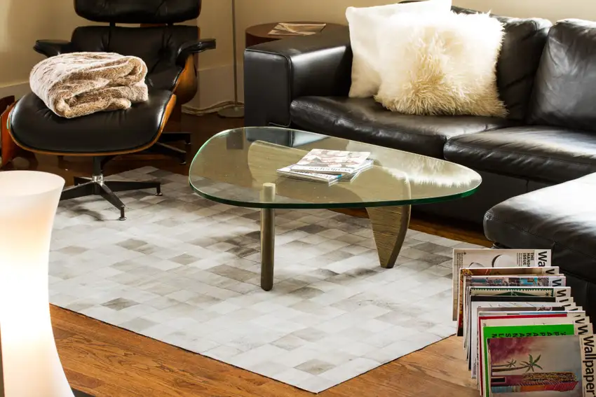 Gray Cowhide Patchwork Area Rug Photo 7