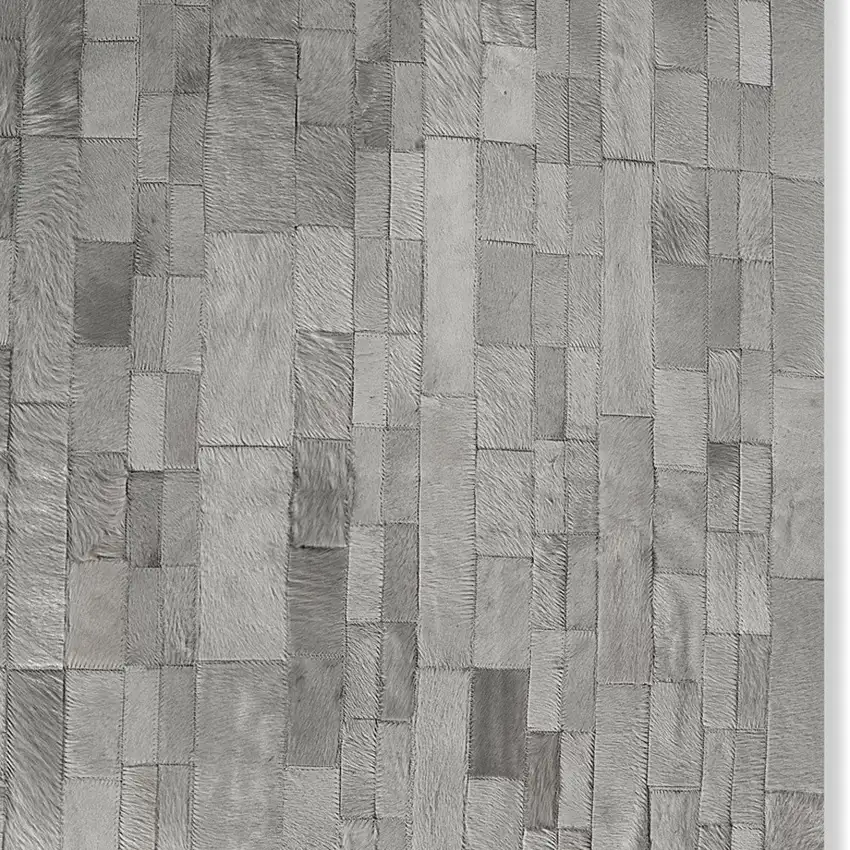 Gray Cowhide Patchwork Area Rug Photo 3