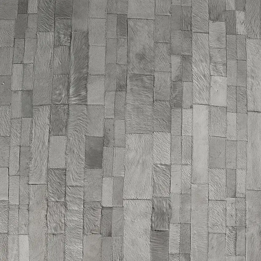 Gray Cowhide Patchwork Area Rug Photo 6