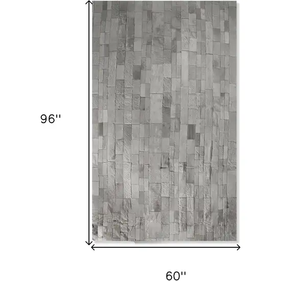 Gray Cowhide Patchwork Area Rug Photo 4