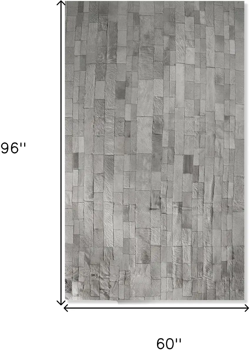 Gray Cowhide Patchwork Area Rug Photo 4