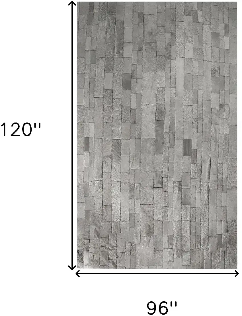 Gray Cowhide Patchwork Area Rug Photo 5