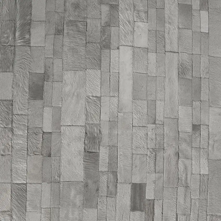 Gray Cowhide Patchwork Area Rug Photo 7