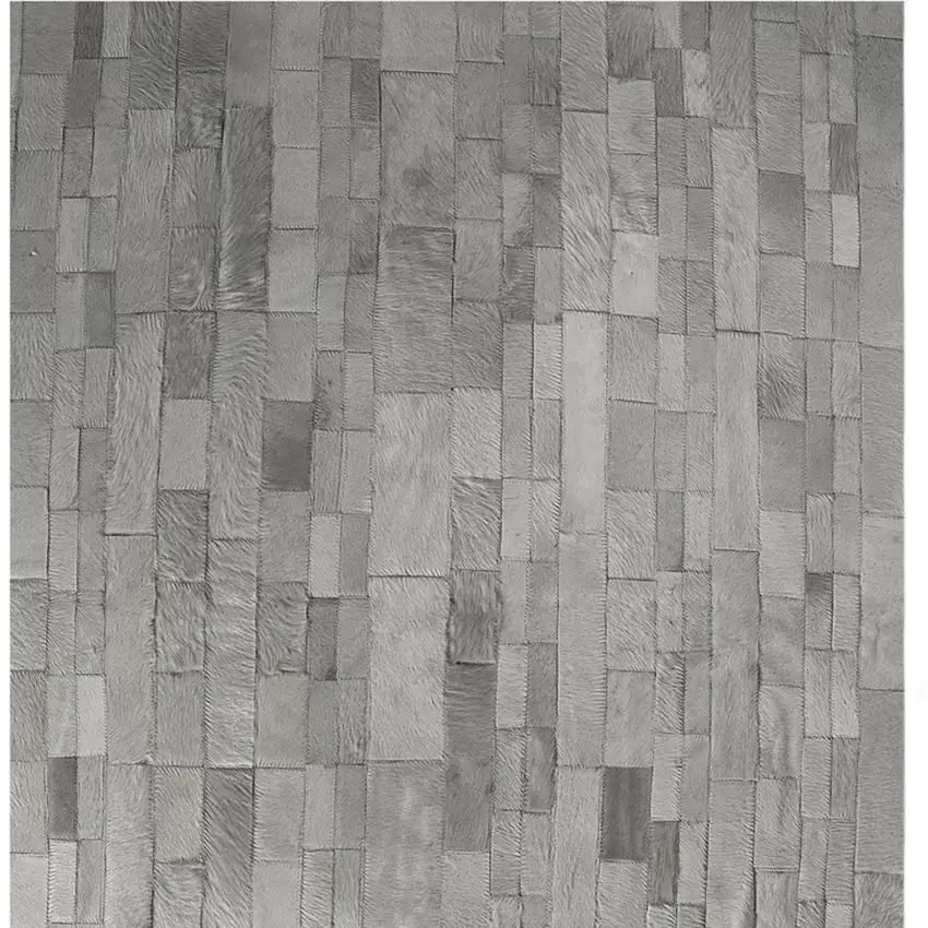 Gray Cowhide Patchwork Area Rug Photo 3